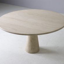 Large round travertine dining table in the manner of Angelo Mangiarotti Italy 1970s mid century Italian design 7
