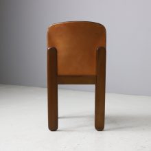 Set of 4 Silvio Coppola model 330 dining chairs in dark walnut and cognac leather for Bernini 1960s 8