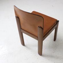 Set of 4 Silvio Coppola model 330 dining chairs in dark walnut and cognac leather for Bernini 1960s 9