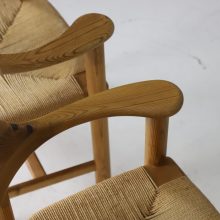 Set of 4 solid pine and papercord dining chairs by Poul Pedersen for Grammrode Denmark 1980s 1990s 10