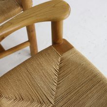 Set of 4 solid pine and papercord dining chairs by Poul Pedersen for Grammrode Denmark 1980s 1990s 6