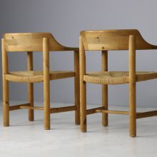 Set of 4 solid pine and papercord dining chairs by Poul Pedersen for Grammrode Denmark 1980s 1990s 9