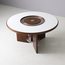 Silvio Coppola rare round dining table in walnut for Bernini 1960s 1970s mid century Italian design 2