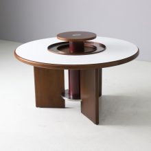 Silvio Coppola rare round dining table in walnut for Bernini 1960s 1970s mid century Italian design 3