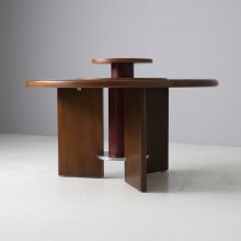 Silvio Coppola rare round dining table in walnut for Bernini 1960s 1970s mid century Italian design 4