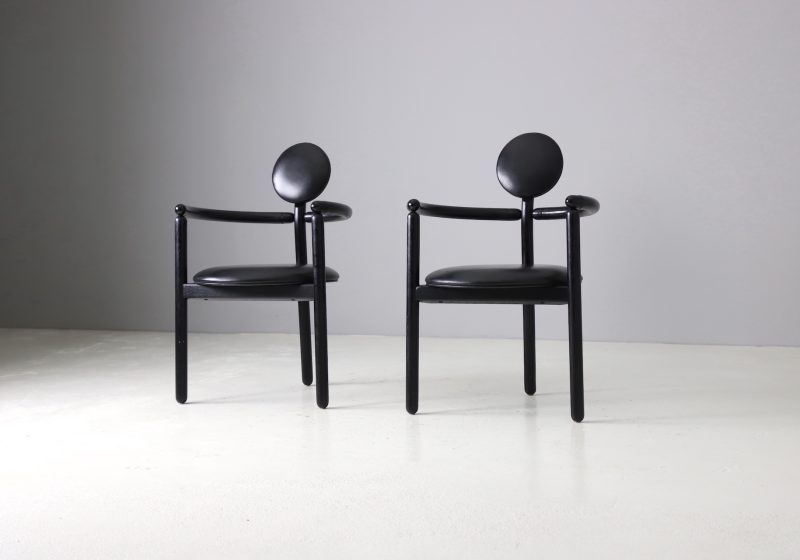 Vico Magistretti vintage pair of Pan chairs for Rosenthal 1980s Memphis postmodern style 1