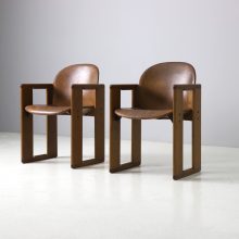 Vintage pair of \'Dialogo\' dining chairs by Afra & Tobia Scarpa for B & B Italia 1974 1970s walnut original leather Italian design 1 Vintage pair of \'Dialogo\' dining chairs by Afra & Tobia Scarpa for B & B Italia 1974 1970s walnut original leather Italian design 1