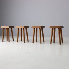 Early S01 stools by Pierre Chapo in solid elm 1960s vintage French design 1