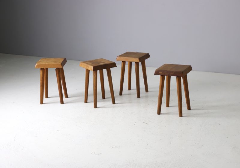 Early S01 stools by Pierre Chapo in solid elm 1960s vintage French design 7