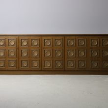 Large graphic sideboard in the manner of Gerhard Bartels in oak Belgium 1970s vintage Brutalist design 3