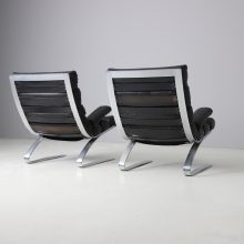 Pair of Sinus lounge chairs by Reinhold Adolf & Hans Jürgen Schröpfe for COR Germany 1976 black leahter 1970s 13