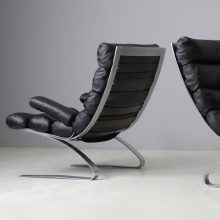 Pair of Sinus lounge chairs by Reinhold Adolf & Hans Jürgen Schröpfe for COR Germany 1976 black leahter 1970s 3