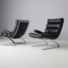 Pair of Sinus lounge chairs by Reinhold Adolf & Hans Jürgen Schröpfe for COR Germany 1976 black leahter 1970s 7