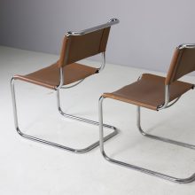Set of 4 vintage S33 dining chairs by Mart Stam for Thonet brown leather 1980s 5
