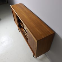 Vintage Danish sideboard highboard cabinet teak oak brass 1950s 1960s mid century Denmark design 10