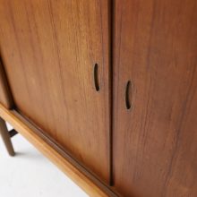 Vintage Danish sideboard highboard cabinet teak oak brass 1950s 1960s mid century Denmark design 5