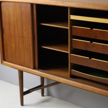 Vintage Danish sideboard highboard cabinet teak oak brass 1950s 1960s mid century Denmark design 8
