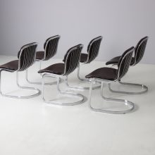 Willy Rizzo set of 6 cantilever chairs in leather for Cidue Italy 1970s vintage Italian design 5