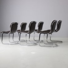 Willy Rizzo set of 6 cantilever chairs in leather for Cidue Italy 1970s vintage Italian design 6