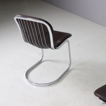 Willy Rizzo set of 6 cantilever chairs in leather for Cidue Italy 1970s vintage Italian design 8