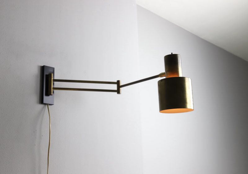 Jo Hammerborg \'Horisont\' vintage wall lamp in brass for Fog & Mørup Denmark 1960s 1