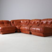 Rino Maturi \\'Nuvolone\\' modular sofa in original patinated cognac leather for Mimo Padova Italy 1970s 2