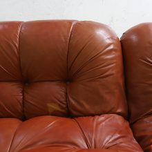 Rino Maturi \\'Nuvolone\\' modular sofa in original patinated cognac leather for Mimo Padova Italy 1970s 3