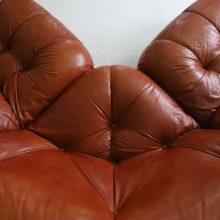 Rino Maturi \\'Nuvolone\\' modular sofa in original patinated cognac leather for Mimo Padova Italy 1970s 4