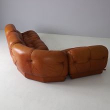Rino Maturi \\'Nuvolone\\' modular sofa in original patinated cognac leather for Mimo Padova Italy 1970s 7