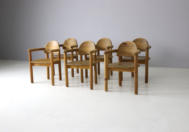 Set of 6 solid pine vintage dining chairs by Rainer Daumiller for Hirtshals Savvaerk 1970s German Danish design 1