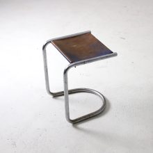 Early Bauhaus stool tubular steel cantilever frame patinated leather seat Mart Stam Marcel Breuer 1930s 2