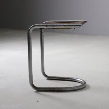 Early Bauhaus stool tubular steel cantilever frame patinated leather seat Mart Stam Marcel Breuer 1930s 4