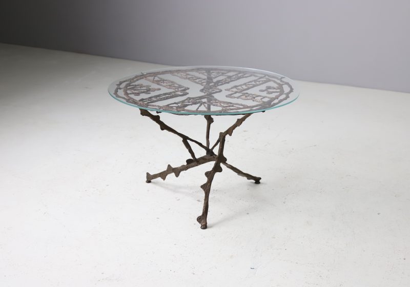 Forged bronze :metal coffee table in the style of Diego Giacometti Italy 1960s 1970s 1