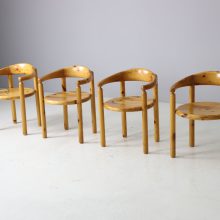 Solid pine dining chairs in the manner of Rainer Daumiller 1970s vintage German Danish design 2