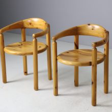Solid pine dining chairs in the manner of Rainer Daumiller 1970s vintage German Danish design 3