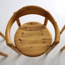 Solid pine dining chairs in the manner of Rainer Daumiller 1970s vintage German Danish design 7