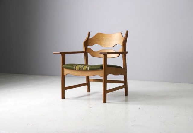 Henning Kjaernulf razor blade lounge chair patinated oak EG Kvalitetsmobel 1960s Vintage Danish armchair 1