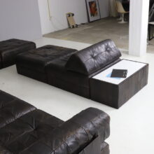 Large DS88 sectional sofa by De Sede vintage modular sofa patinated dark brown leather patchwork Switzerland 1970 10