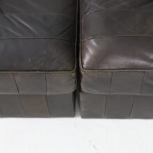 Large DS88 sectional sofa by De Sede vintage modular sofa patinated dark brown leather patchwork Switzerland 1970 16