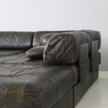 Large DS88 sectional sofa by De Sede vintage modular sofa patinated dark brown leather patchwork Switzerland 1970 3