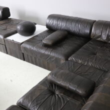 Large DS88 sectional sofa by De Sede vintage modular sofa patinated dark brown leather patchwork Switzerland 1970 5