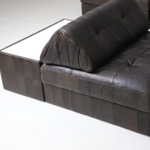 Large DS88 sectional sofa by De Sede vintage modular sofa patinated dark brown leather patchwork Switzerland 1970 8
