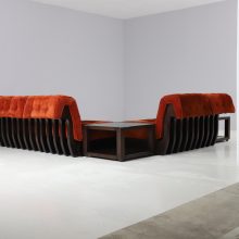 Luciano Frigerio modular sofa model Can Can in mahogony and suede 1960s vintage seating group Italian design 11