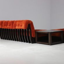 Luciano Frigerio modular sofa model Can Can in mahogony and suede 1960s vintage seating group Italian design 12