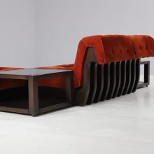 Luciano Frigerio modular sofa model Can Can in mahogony and suede 1960s vintage seating group Italian design 13