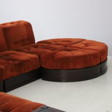 Luciano Frigerio modular sofa model Can Can in mahogony and suede 1960s vintage seating group Italian design 14