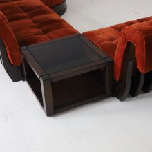 Luciano Frigerio modular sofa model Can Can in mahogony and suede 1960s vintage seating group Italian design 17