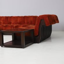 Luciano Frigerio modular sofa model Can Can in mahogony and suede 1960s vintage seating group Italian design 3