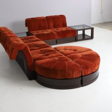 Luciano Frigerio modular sofa model Can Can in mahogony and suede 1960s vintage seating group Italian design 5