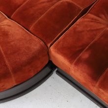 Luciano Frigerio modular sofa model Can Can in mahogony and suede 1960s vintage seating group Italian design 7